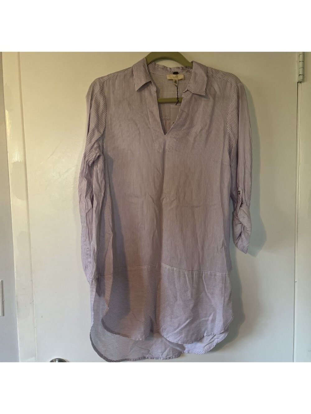 Women’s Small Cupio Tunic 3/4 Sleeve Purple Striped Viscose New With Tags